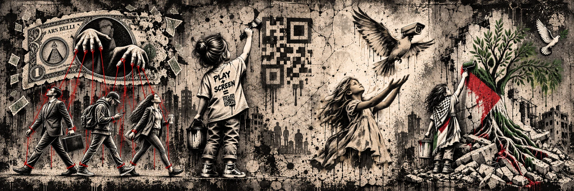 Ars Belli original panoramic street art banner